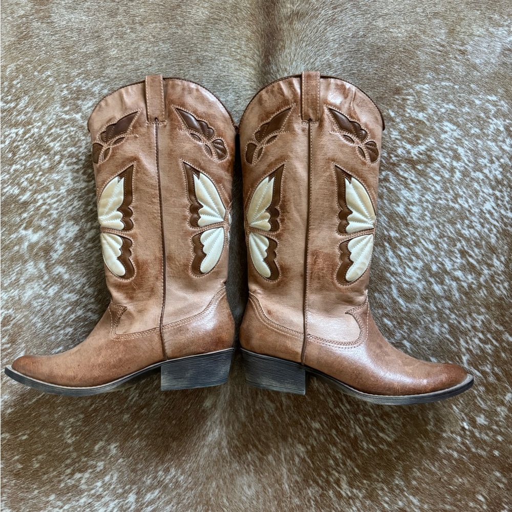 Brown Butterfly Cowboy boot